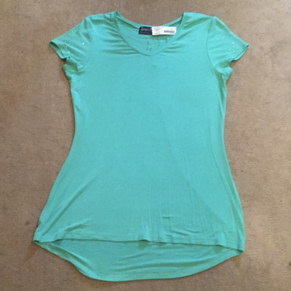 Crystal Studded High-Low Swing Tee Shirt Size S